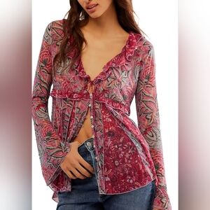 NWT! Free People Wildest Dreams Tunic Size: Medium Color — Raspberry Combo